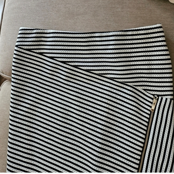 Melanie Lyne skirt size 4 black white vertical striped pencil zipper detail - Picture 2 of 11